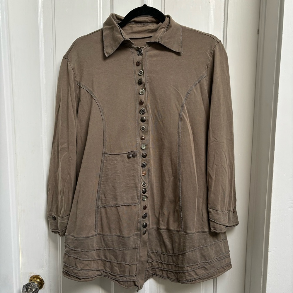 Neon Buddha Women’s Brown Jacket with Classic Collar and A-Line Silhouette  XL - Picture 2 of 7